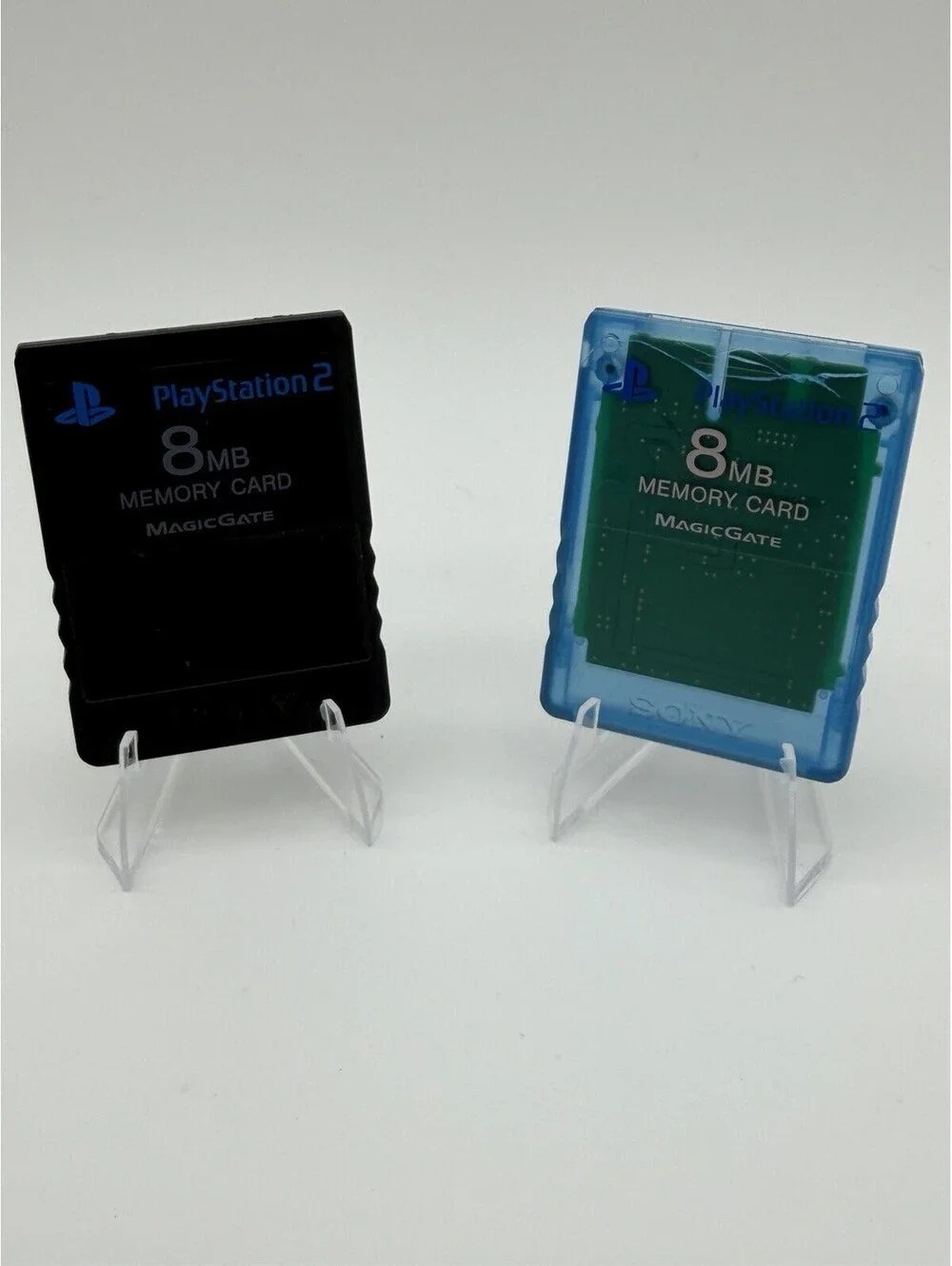 VINTAGE Sony PlayStation 2 Memory Card 8MB 2 Pack Black Island Blue SCPH-10020
